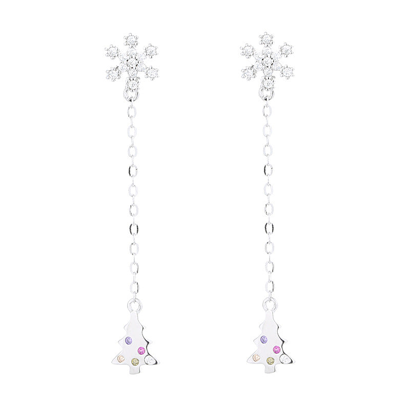 Women’s earrings with sparkling snowflake pendant and chain embellishment Hapa Style