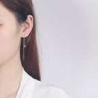 Women's earrings with elegant square pendant and shimmering zirconia Hapa Style