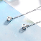 Women's earrings with elegant square pendant and shimmering zirconia Hapa Style