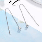 Women's earrings with elegant square pendant and shimmering zirconia Hapa Style