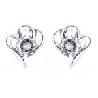 Women’s stud earrings with stylish heart design and sparkling crystals Hapa Style