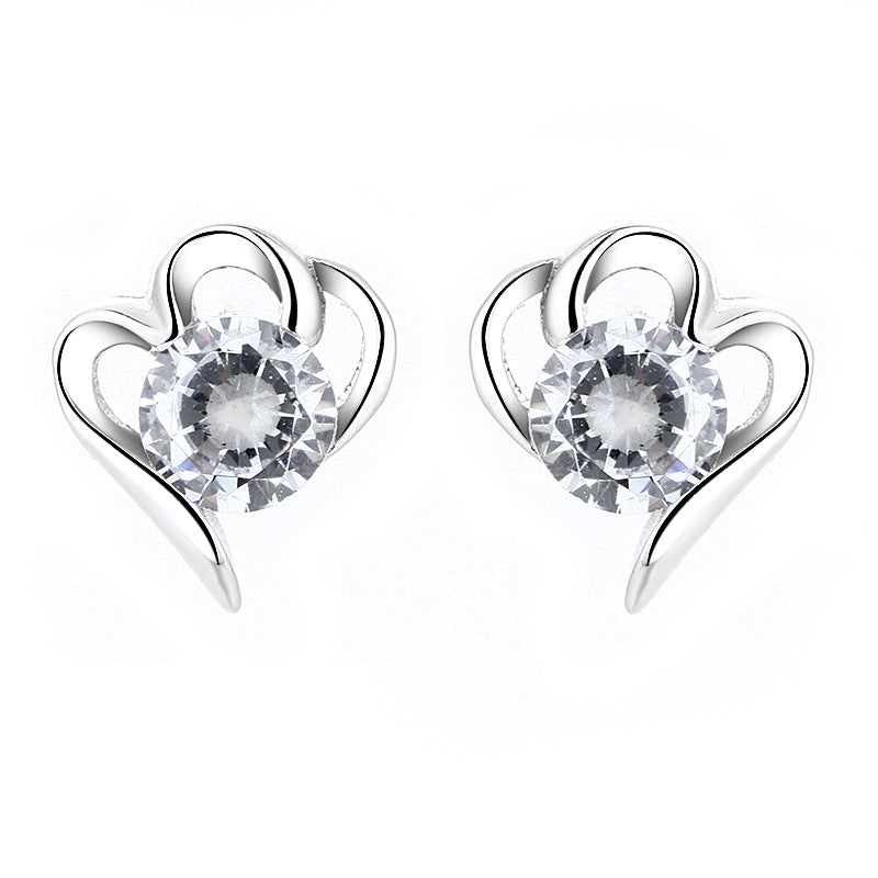 Women’s stud earrings with stylish heart design and sparkling crystals Hapa Style