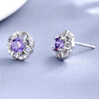 Women's stud earrings with delicate flower design and sparkling crystals Hapa Style