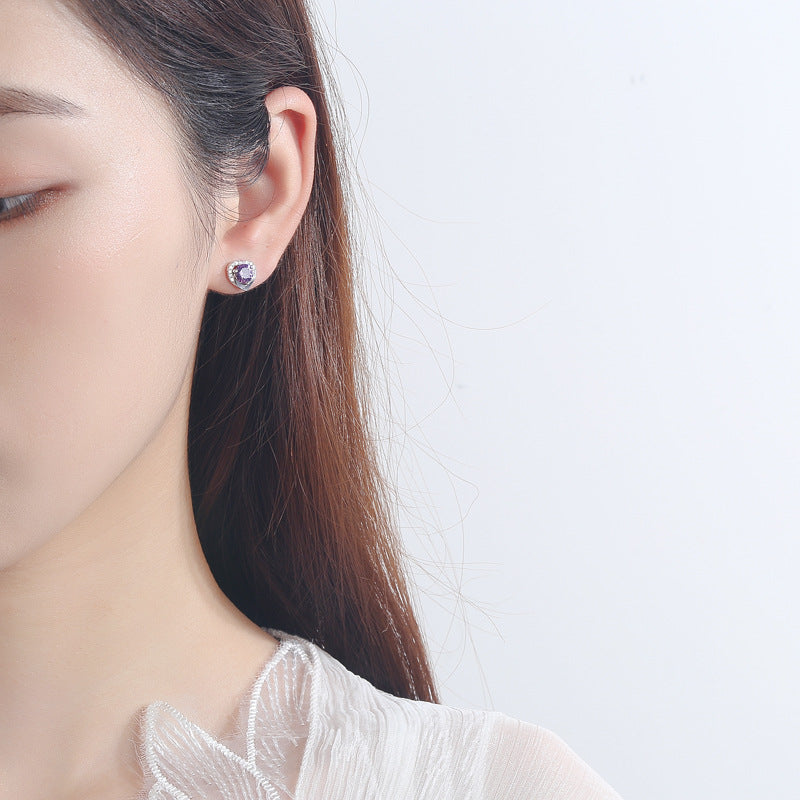 Women's earrings in heart-shaped design with sparkling zirconia Hapa Style
