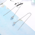 Women's earrings with elegant square pendant and shimmering zirconia Hapa Style