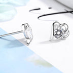 Women’s stud earrings with stylish heart design and sparkling crystals Hapa Style
