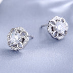 Women's stud earrings with delicate flower design and sparkling crystals Hapa Style