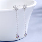 Women’s earrings with sparkling snowflake pendant and chain embellishment Hapa Style