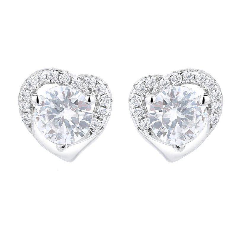 Women's earrings in heart-shaped design with sparkling zirconia Hapa Style