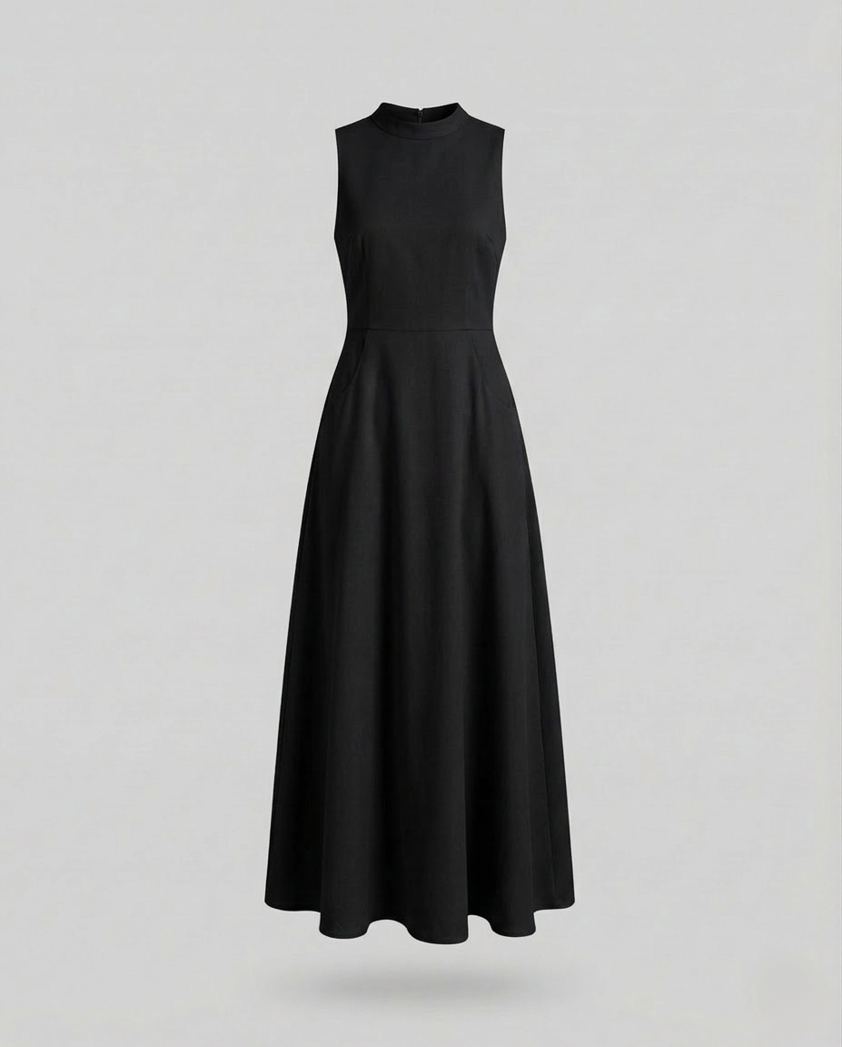 Women's Sleeveless Maxi Dress with Ribbed Top