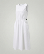 Women's Sleeveless Midi Dress with Drawstring Waist