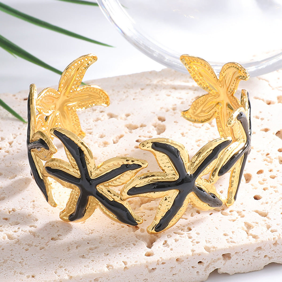 Ladies Open Cuff Bracelet with Expressive Star Motif Hapa Style