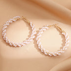 Ladies hoop earrings with luxurious pearl accents and elegant, twisted design Hapa Style