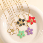 Women’s necklace with elaborately designed flower pendant Hapa Style
