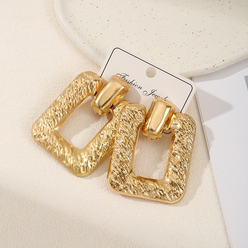 Ladies Hanging Earrings in Modern Rectangular Design Hapa Style