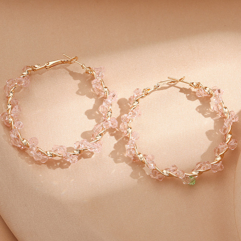 Ladies hoop earrings with luxurious pearl accents and elegant, twisted design Hapa Style