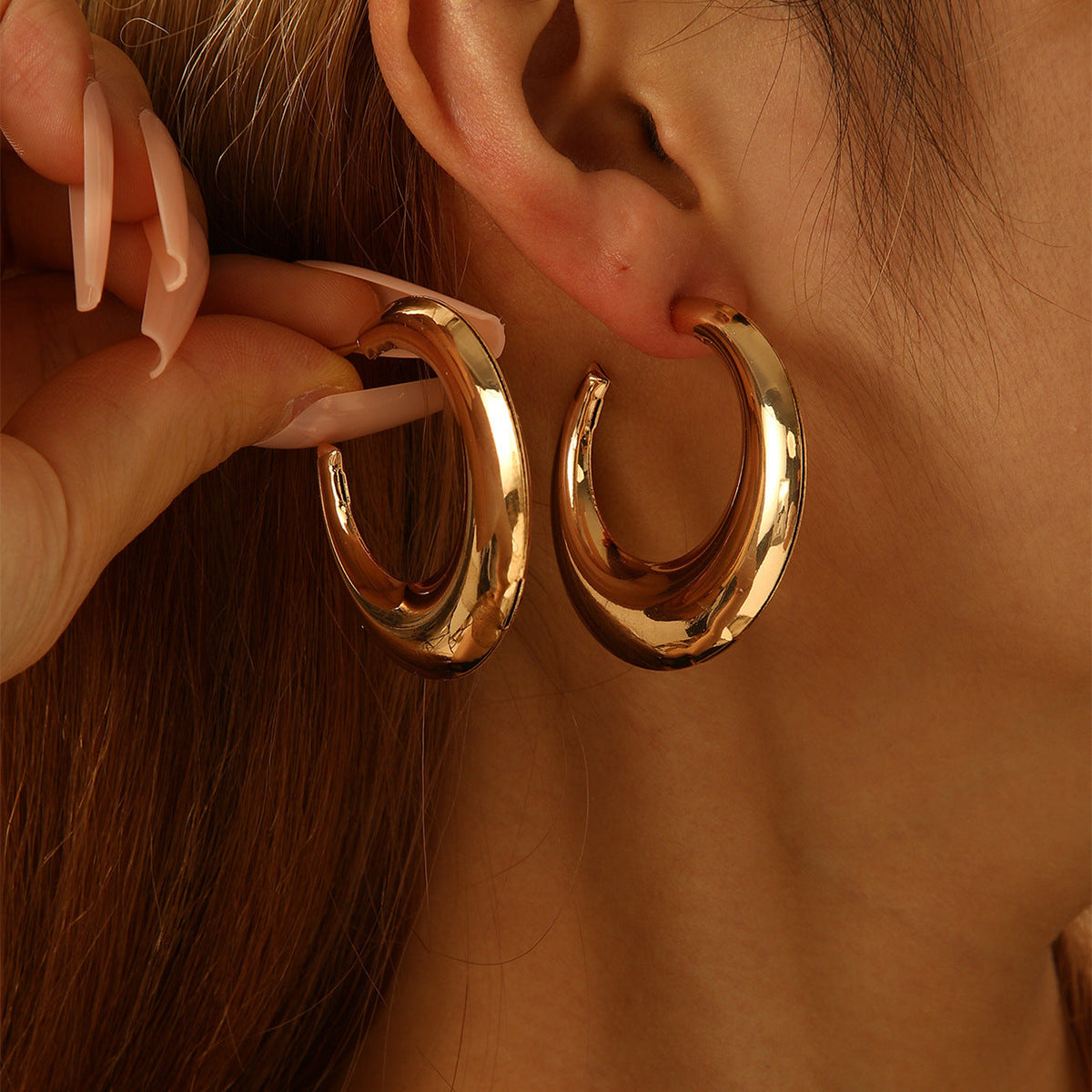 Women's Hanging Earrings in Modern Crescent Design Hapa Style