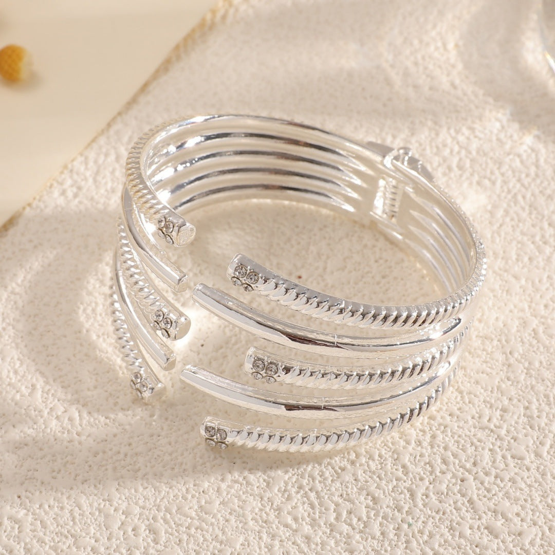 Women's Open Bangle with Modern, Layered Design Hapa Style