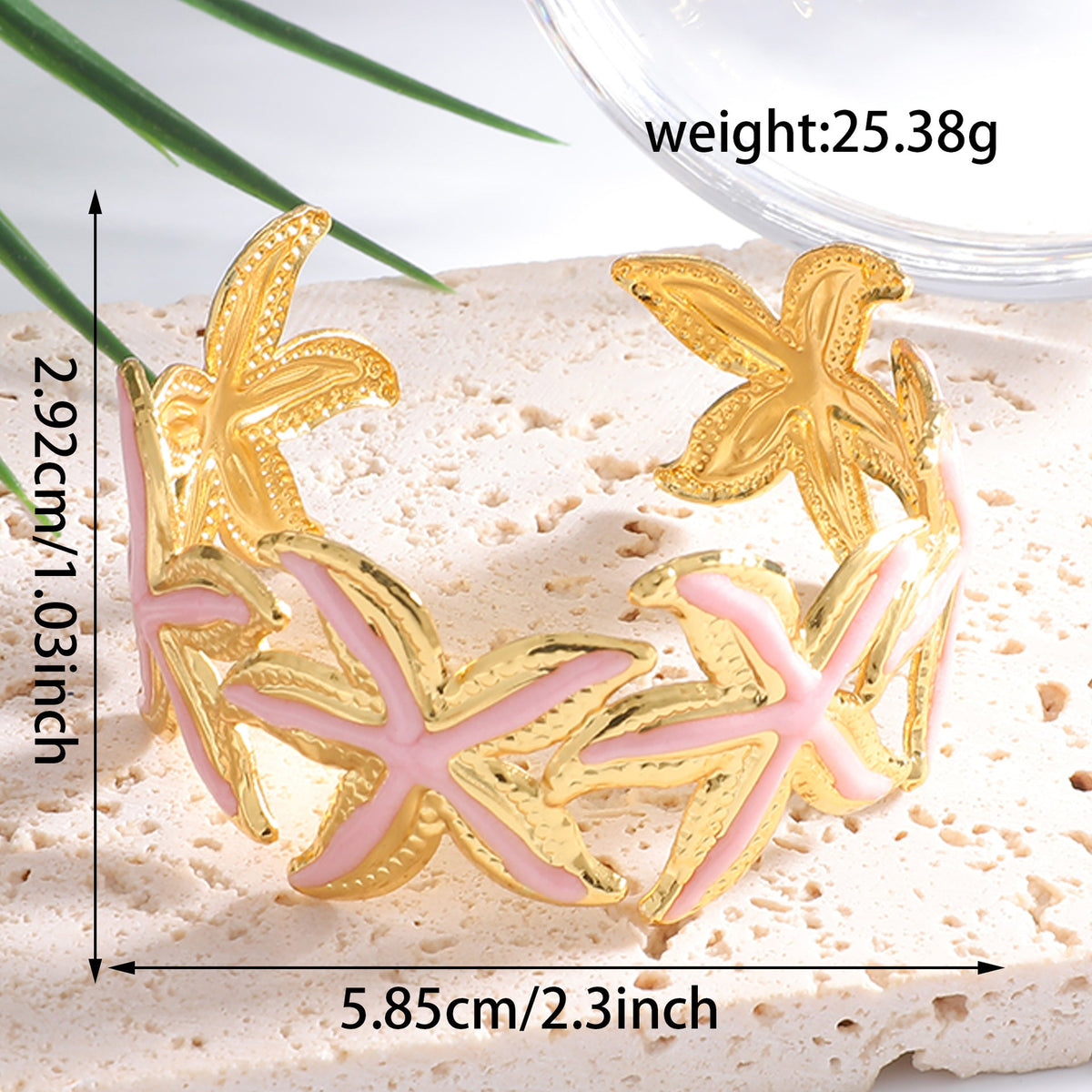 Ladies Open Cuff Bracelet with Expressive Star Motif Hapa Style