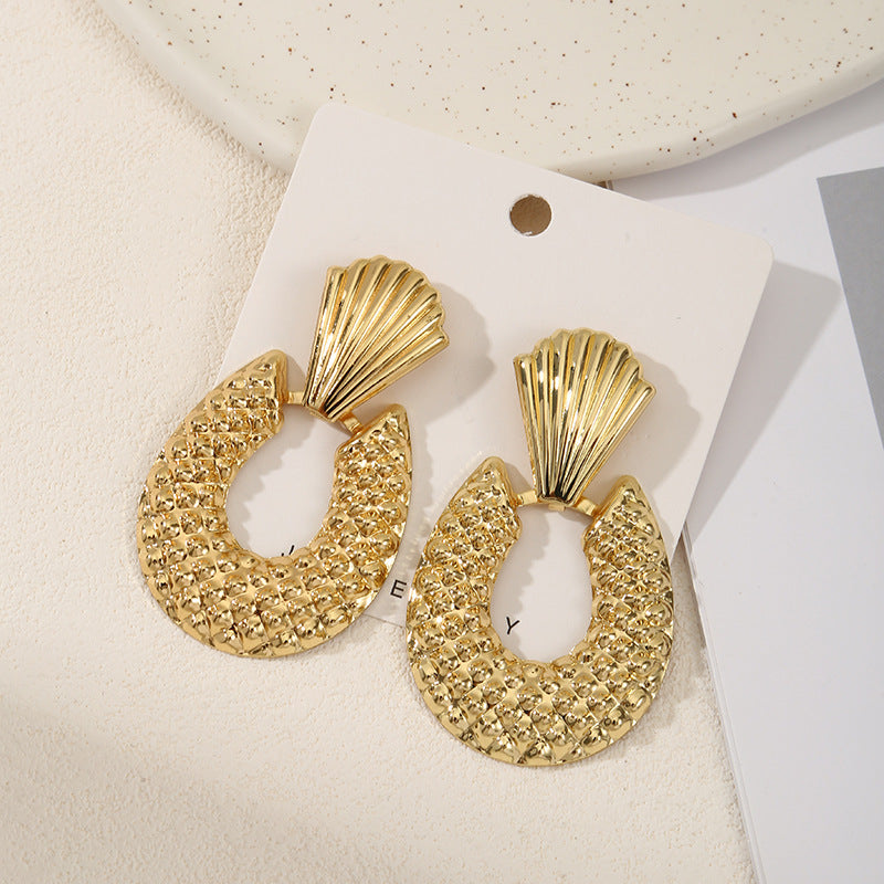 Ladies Hanging Earrings in Modern Rectangular Design Hapa Style