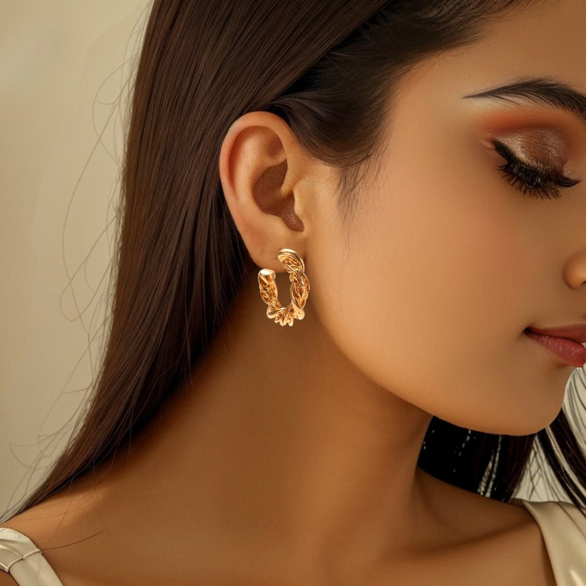 Women High-Quality Earrings with Braided Design Hapa Style