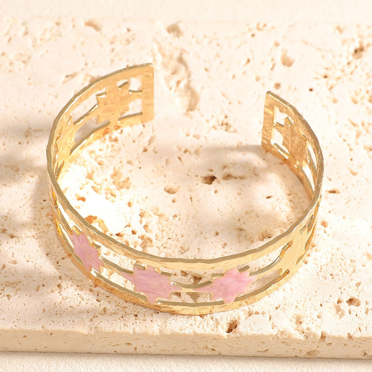 Women's Open Bangle with Elegant Leaf Design Hapa Style