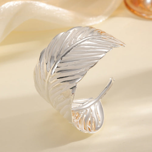 Ladies Open Cuff Bracelet in Tropical Leaf Design Hapa Style