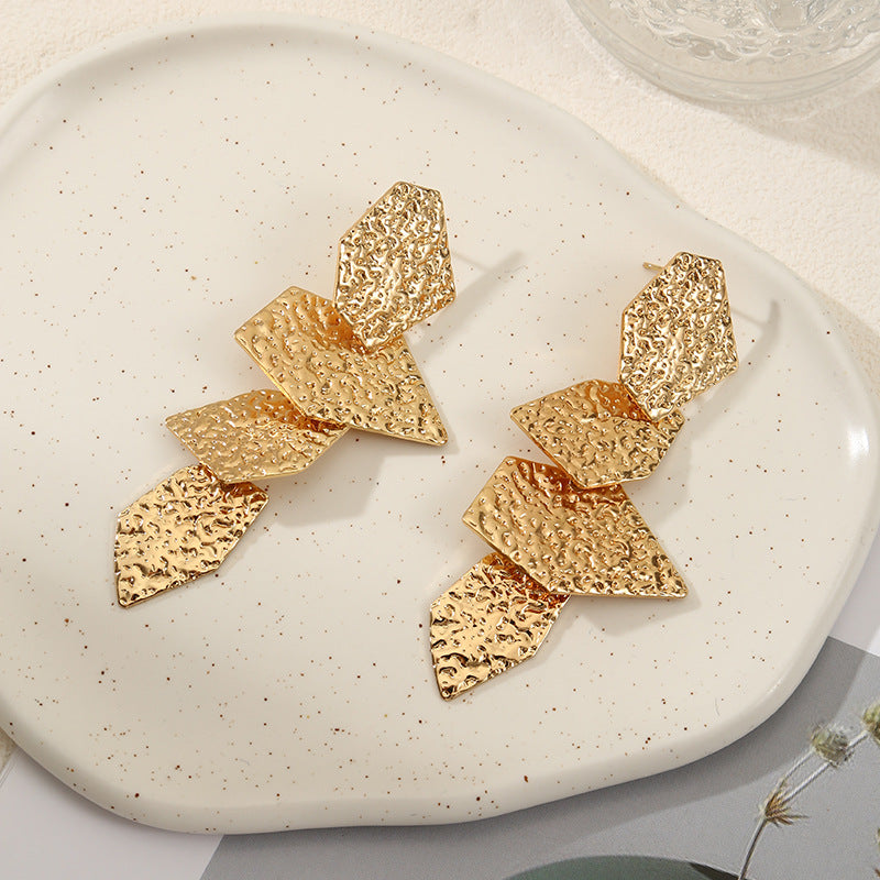Women's elegant earrings with rustic, folded design Hapa Style