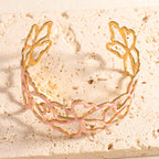Women Open Bangle in Elegant Leaf Design Hapa Style