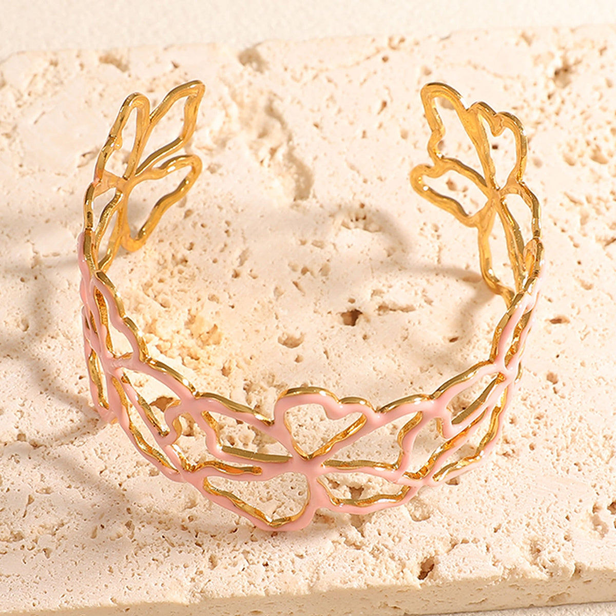 Women Open Bangle in Elegant Leaf Design Hapa Style