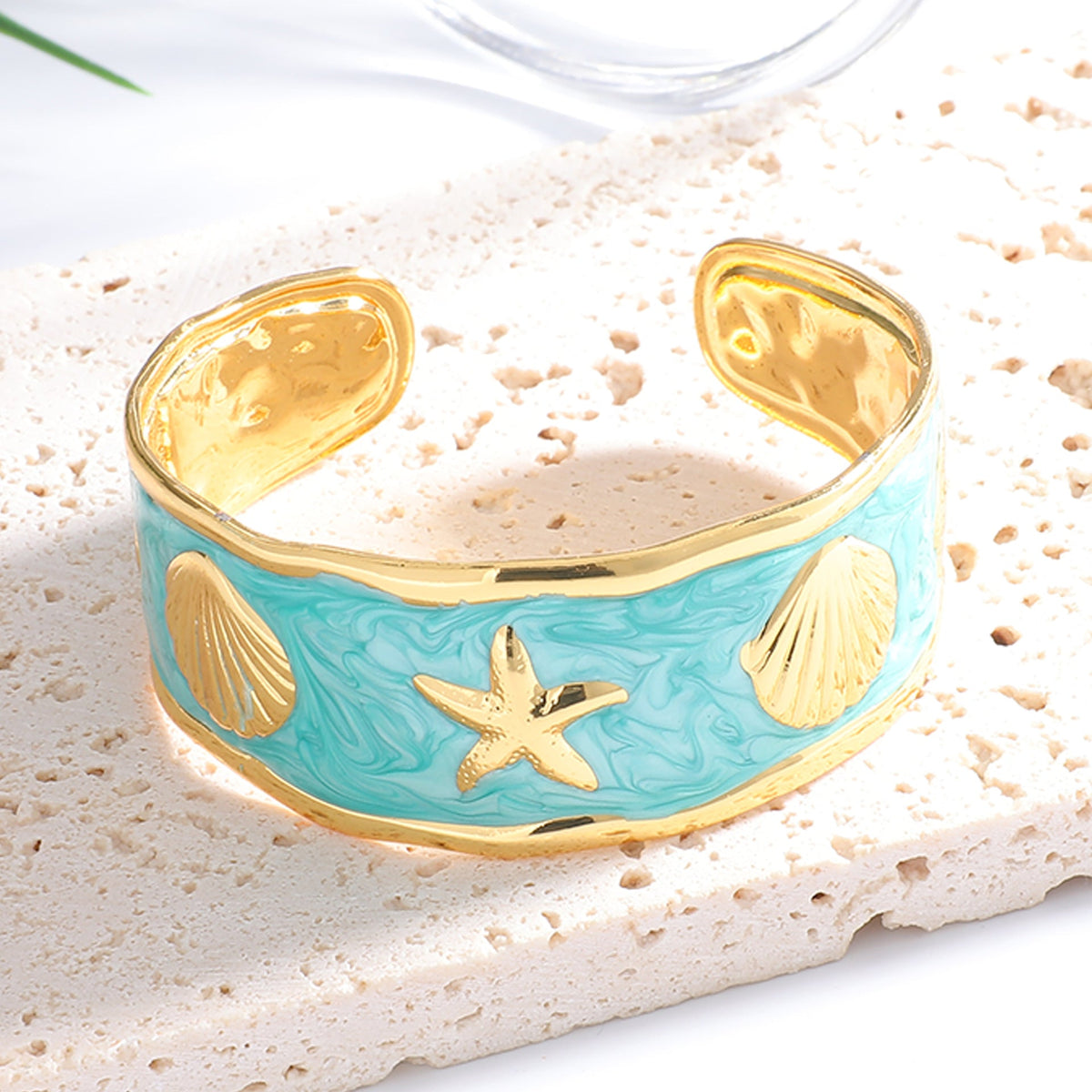 Women's Bangle with Maritime Shell and Starfish Design Hapa Style