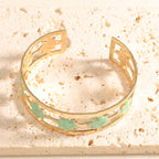 Women's Open Bangle with Elegant Leaf Design Hapa Style