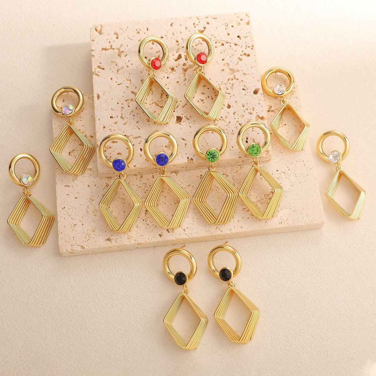 Women's Design Earrings with Geometric Wire Motif Hapa Style