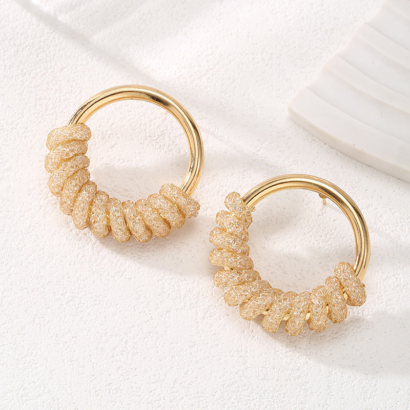 Women's Hanging Earrings with Artistic Spiral Structure Hapa Style