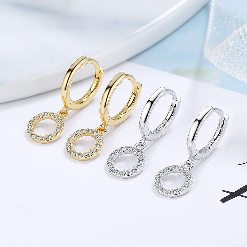 Women's earrings with sparkling circle pendant Hapa Style