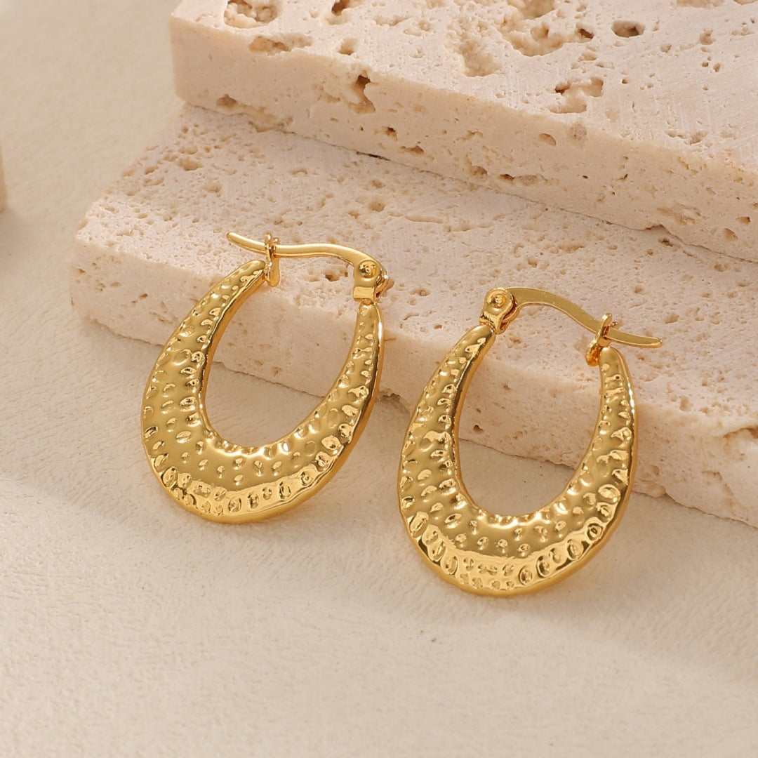 Women's Hanging Earrings with Integrated, Textured Design Hapa Style