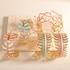 Women Open Bangle in Elegant Leaf Design Hapa Style