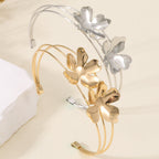Women's cuff bracelet with artistic leaf motif Hapa Style