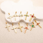 Ladies cross pendant with heart-shaped design and sparkling accents Hapa Style