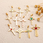 Ladies cross pendant with heart-shaped design and sparkling accents Hapa Style