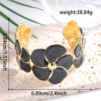 Ladies cuff bracelet with elaborate flower pattern Hapa Style