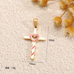 Ladies cross pendant with heart-shaped design and sparkling accents Hapa Style