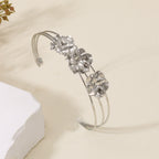Women's cuff bracelet with artistic leaf motif Hapa Style