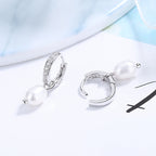 Ladies earrings with elegant zirconia decorations and pearl pendants Hapa Style