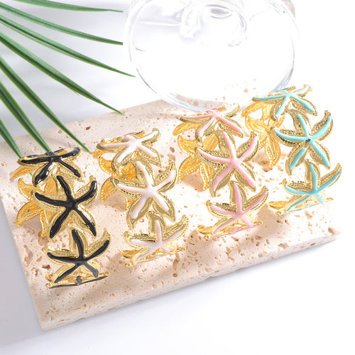 Ladies Open Cuff Bracelet with Expressive Star Motif Hapa Style