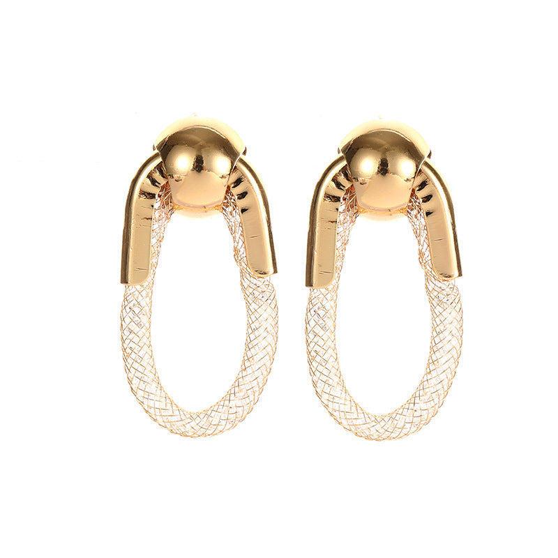 Ladies Hanging Earrings with Innovative, Gold-colored Design Hapa Style