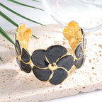 Ladies cuff bracelet with elaborate flower pattern Hapa Style