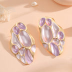 Ladies ear clips with elaborate, colorful shell design Hapa Style