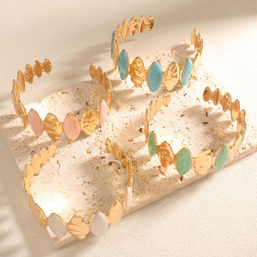 Ladies Open Bangle made of noble metal with elegant motif Hapa Style