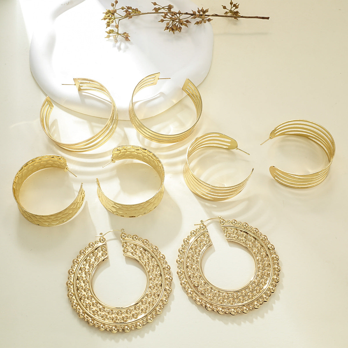 Women's Hanging Earrings in Elegant Wave Pattern Hapa Style